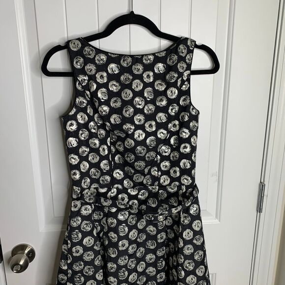 Theia Black White Polka Dot Fit & Flare Cocktail Party Dress Size 4 - Picture 2 of 7